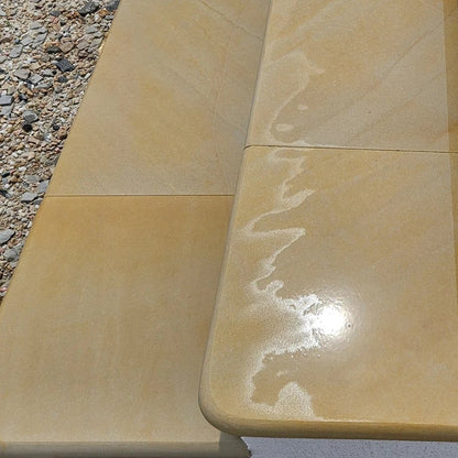 Fossil Sawn 40mm Sandstone - Bullnose Step Corners - Sawn & Honed - 400×400mm - JJ Building Materials