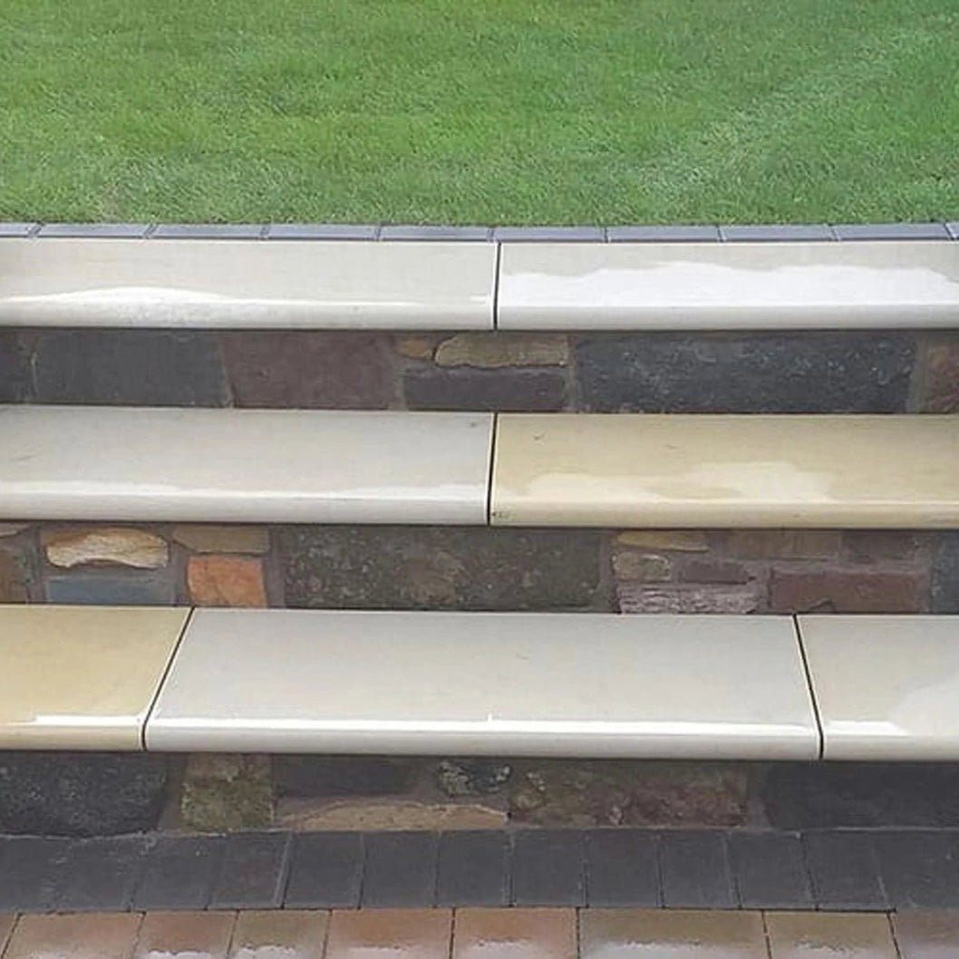 Fossil Sawn 40mm Sandstone - Sawn & Honed - Bullnose Steps - 900x400mm - JJ Building Materials