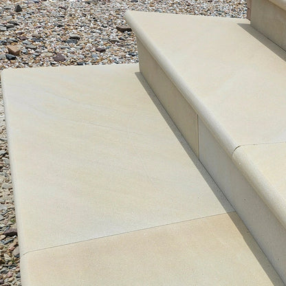 Fossil Sawn 40mm Sandstone - Bullnose Coping Stones - Sawn & Honed - 600×300mm
