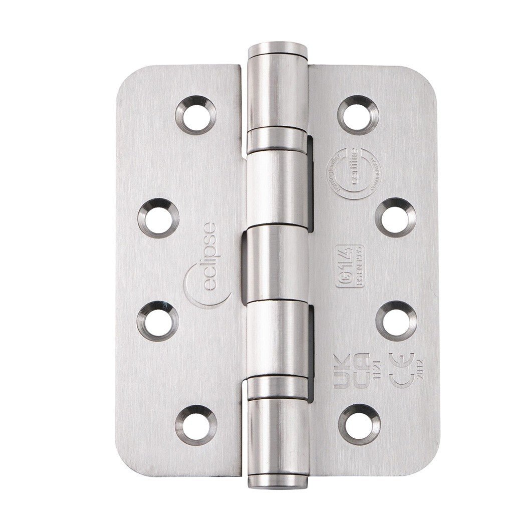 Frisco Eclipse 102x76x3mm Satin Stainless Steel Ball Bearing Hinge Radius Grade 14 - JJ Building Materials