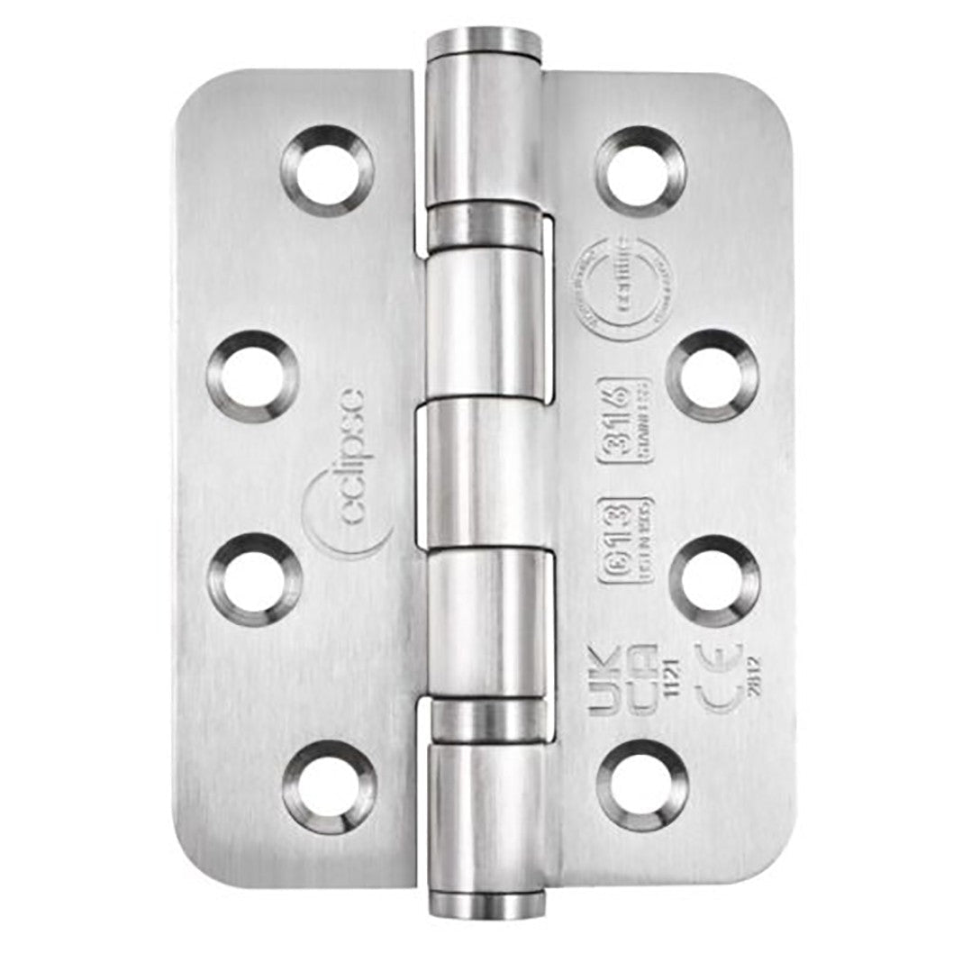 Frisco Eclipse 102x76x3mm Satin Stainless Steel Ball Bearing Radius Hinge G316 Grade 13 - JJ Building Materials