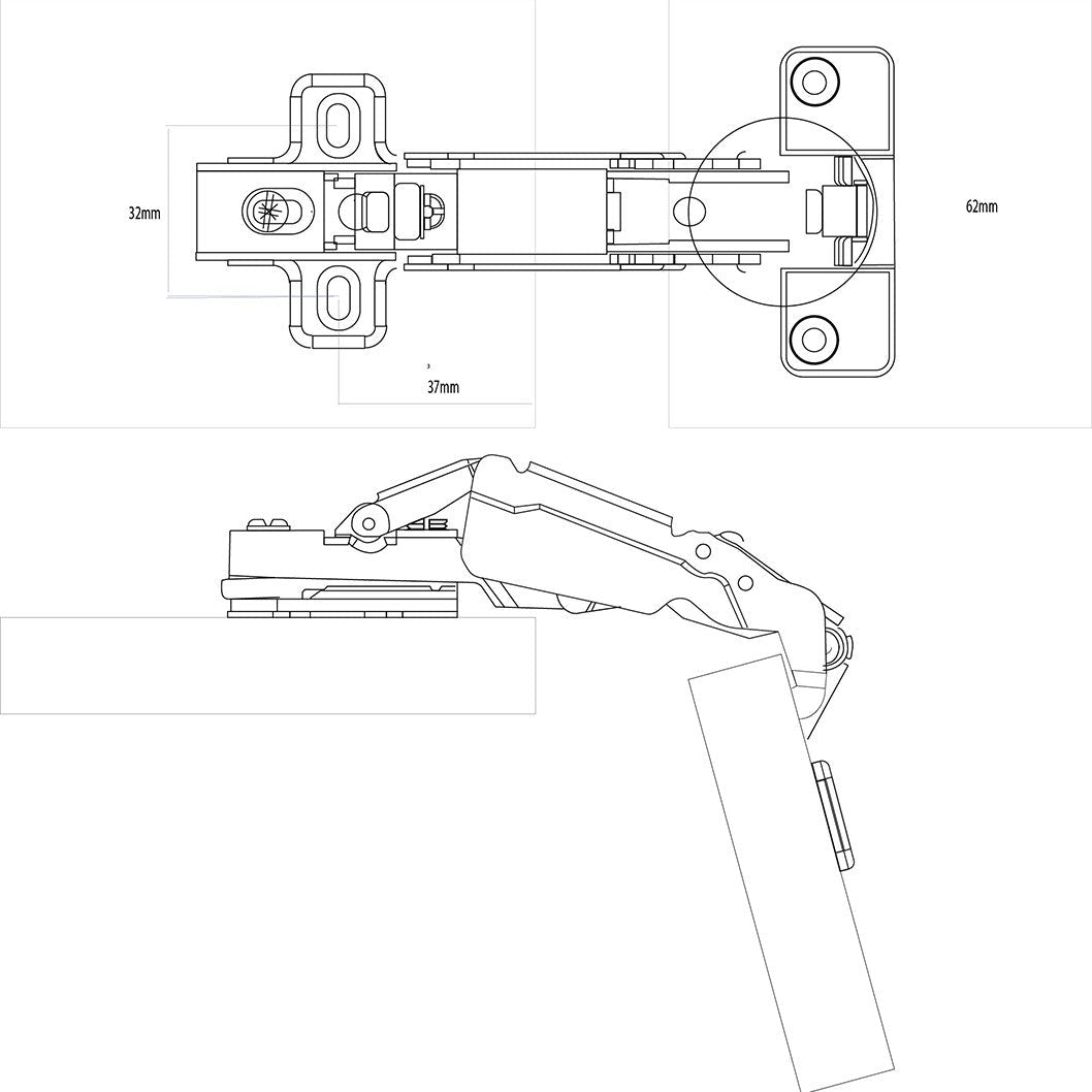 Frisco Eclipse 35mm Clip On 165 Degree Cabinet Hinge (Pair) - JJ Building Materials