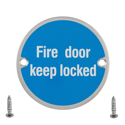 Frisco Eclipse 76mm Fire Door Keep Locked Symbol - JJ Building Materials