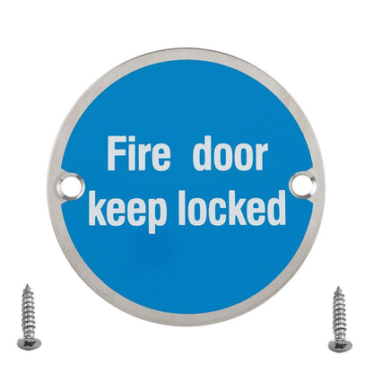Frisco Eclipse 76mm Fire Door Keep Locked Symbol - JJ Building Materials