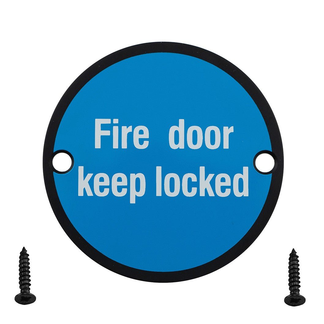 Frisco Eclipse 76mm Fire Door Keep Locked Symbol - JJ Building Materials