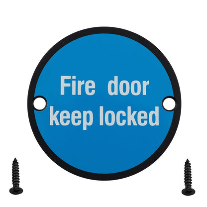 Frisco Eclipse 76mm Fire Door Keep Locked Symbol - JJ Building Materials