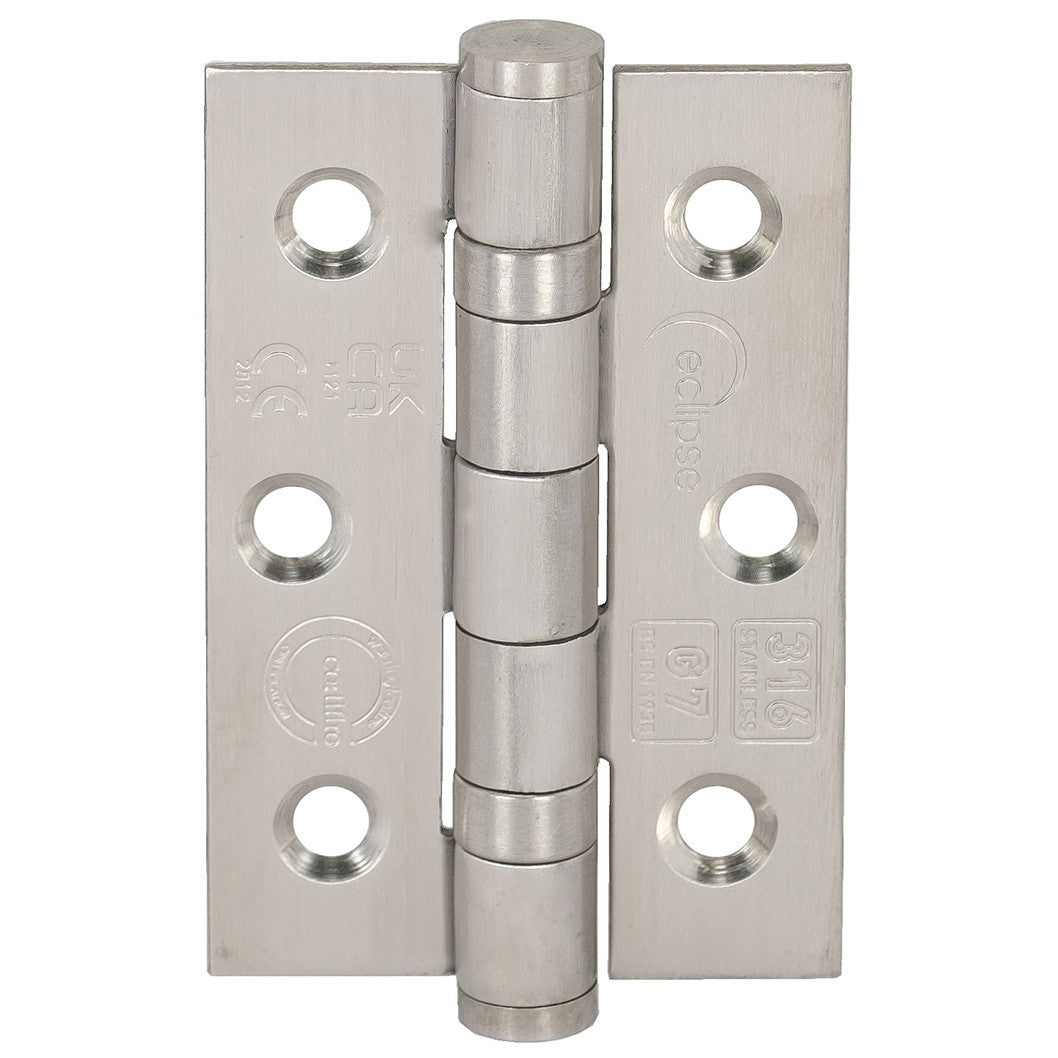 Frisco Eclipse 76x51x2mm Satin Stainless Steel Ball Bearing Hinge G316 Grade 7 - JJ Building Materials