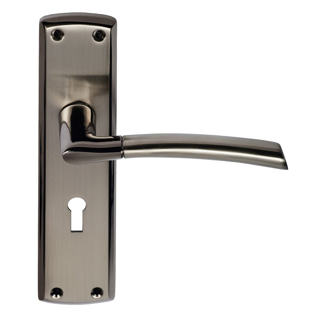 Frisco Eclipse Black Nickel/Satin Nickel Tifosi Lever Set - JJ Building Materials