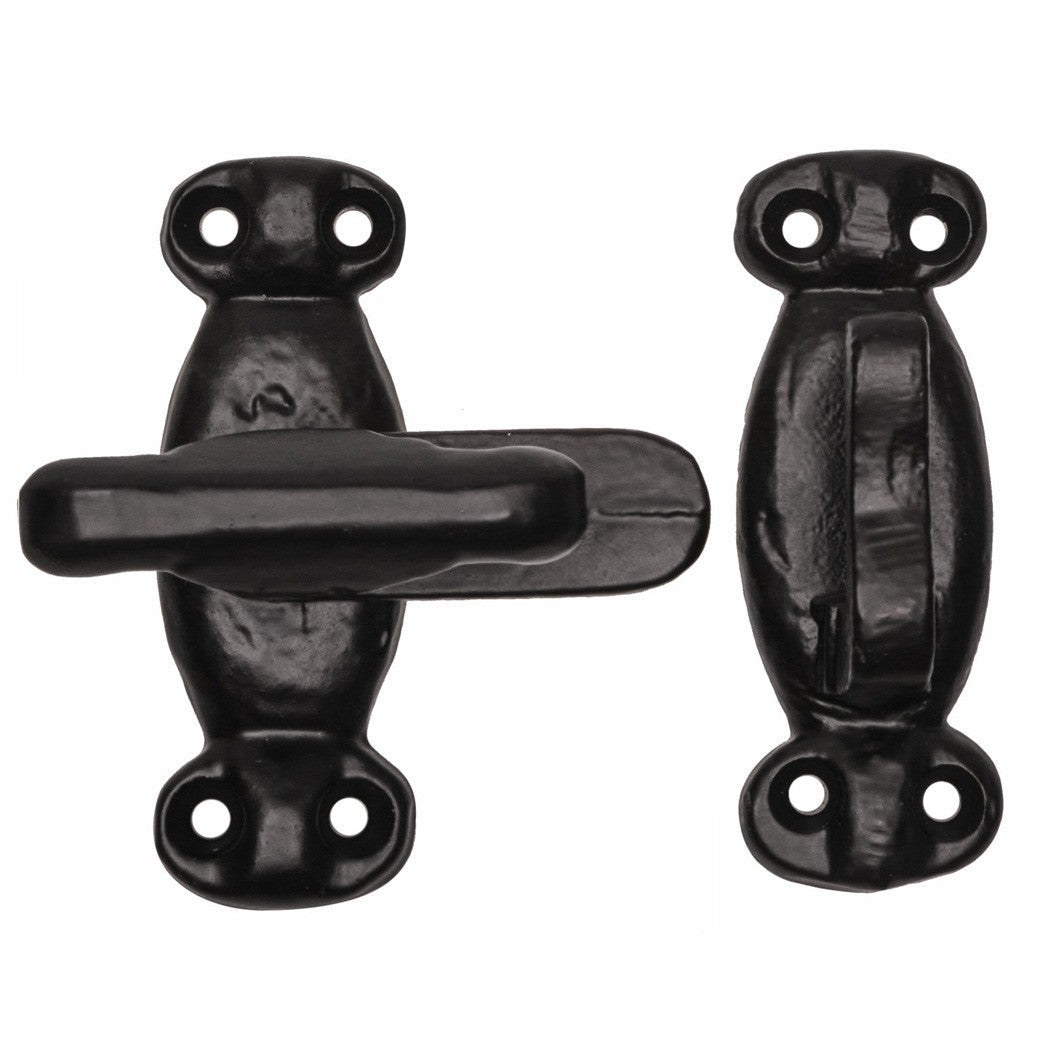 Frisco Eclipse Black/Antique 70mm Cupboard Latch Set (Pre-Pack) - JJ Building Materials