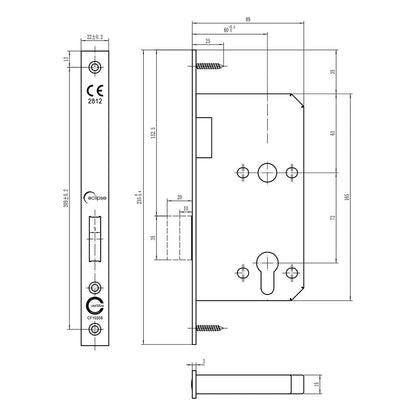 Frisco Eclipse Din Euro Deadlock Square 60mm - JJ Building Materials