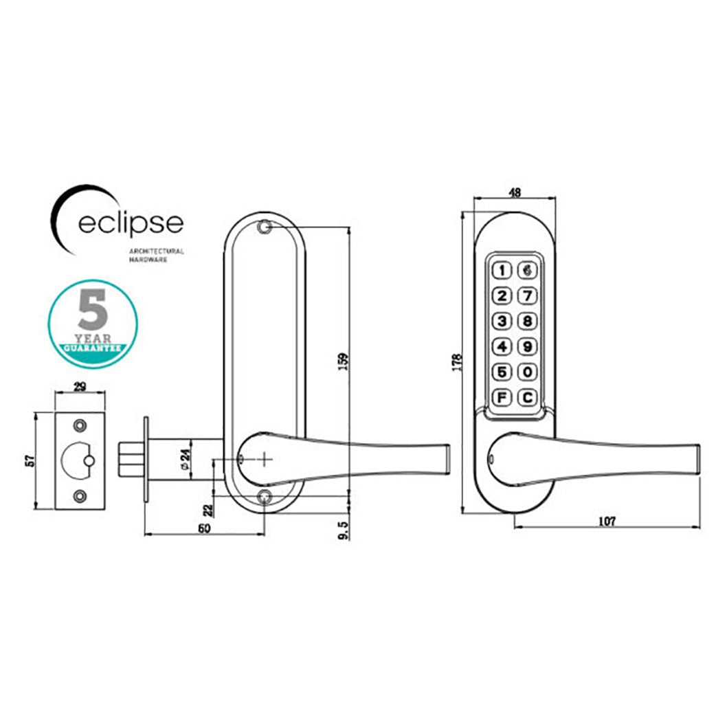 Frisco Eclipse ED50 Heavy Duty Lever Handle Digital Lock - JJ Building Materials