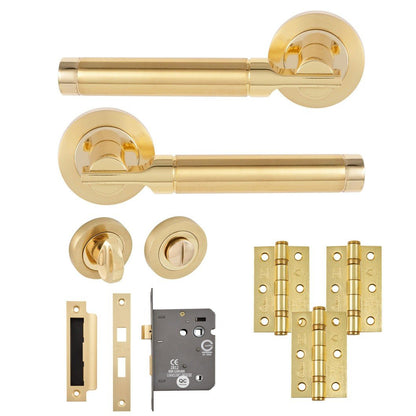 Frisco Eclipse Elettra Freestyle Bathroom Pack c/w 76mm Lock 3no 76x51mm Hinges - JJ Building Materials