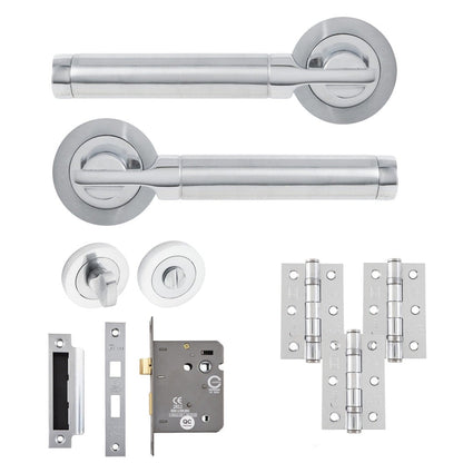 Frisco Eclipse Elettra Freestyle Bathroom Pack c/w 76mm Lock 3no 76x51mm Hinges - JJ Building Materials
