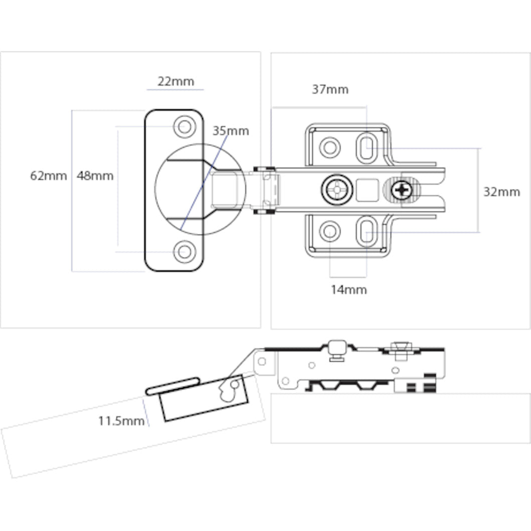 Frisco Eclipse Full Overlay 35mm Slide On Cabinet Hinge (Pair) - JJ Building Materials