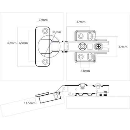 Frisco Eclipse Full Overlay 35mm Slide On Cabinet Hinge (Pair) - JJ Building Materials