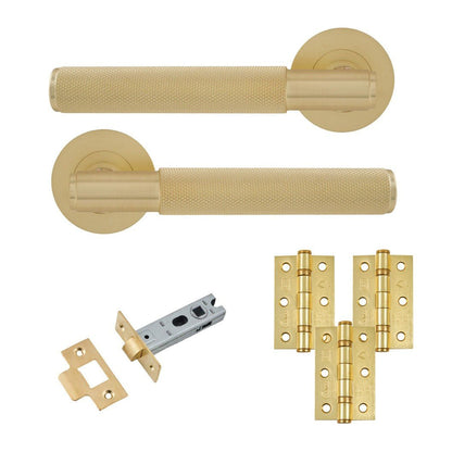 Frisco Eclipse Knurled Insignia Latch Pack c/w 76mm Latch 3no 76x51mm Hinges - JJ Building Materials