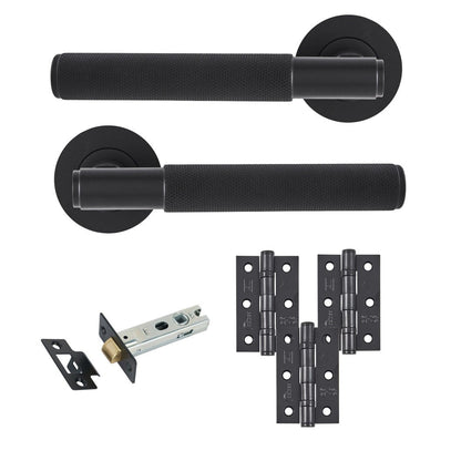 Frisco Eclipse Knurled Insignia Latch Pack c/w 76mm Latch 3no 76x51mm Hinges - JJ Building Materials