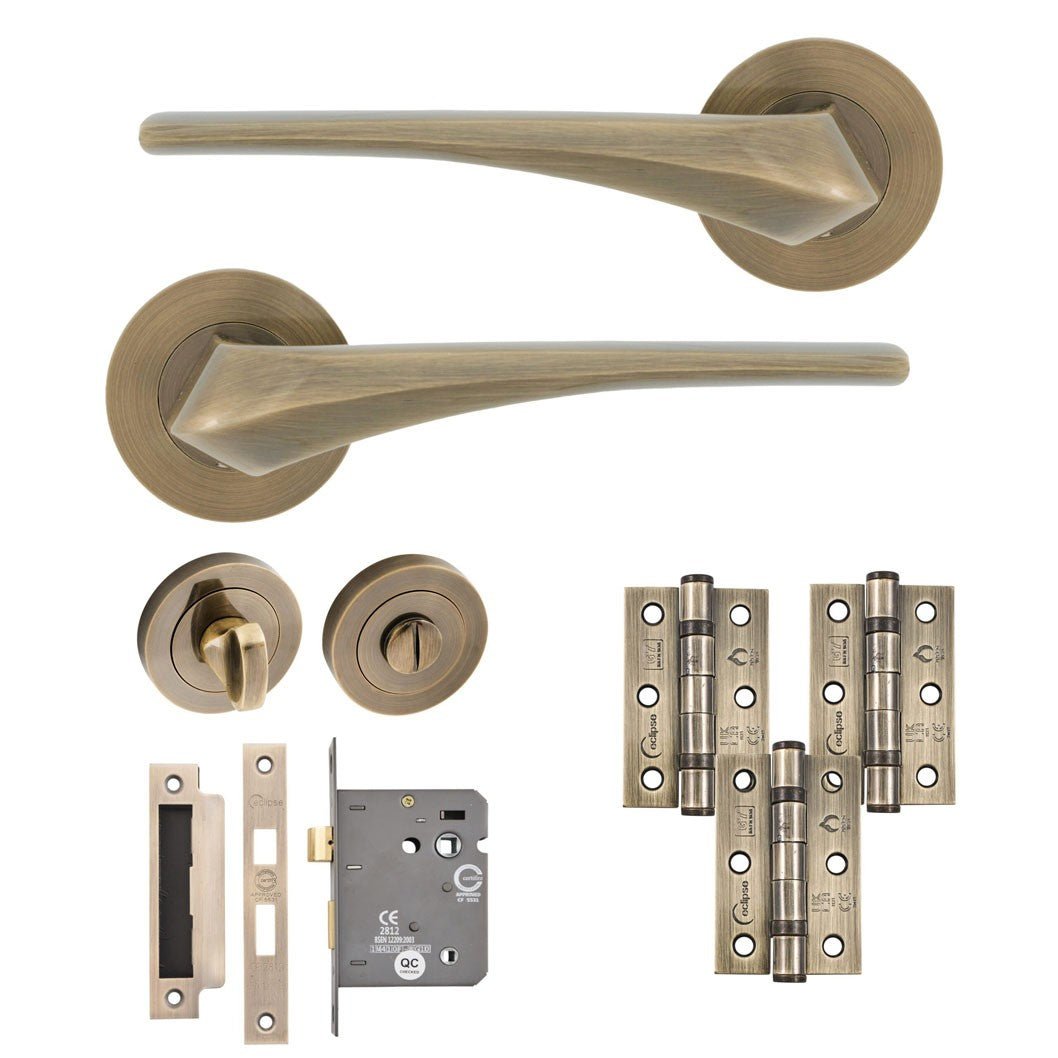 Frisco Eclipse Lanza Insignia Bathroom Pack c/w 76mm Lock 3no 76x51mm Hinges - JJ Building Materials