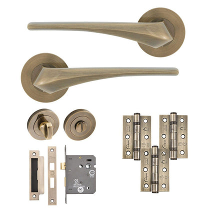 Frisco Eclipse Lanza Insignia Bathroom Pack c/w 76mm Lock 3no 76x51mm Hinges - JJ Building Materials