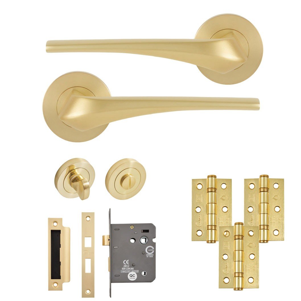 Frisco Eclipse Lanza Insignia Bathroom Pack c/w 76mm Lock 3no 76x51mm Hinges - JJ Building Materials