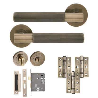 Frisco Eclipse Linear Insignia Bathroom Pack c/w 76mm Lock 3no 76x51mm Hinges - JJ Building Materials