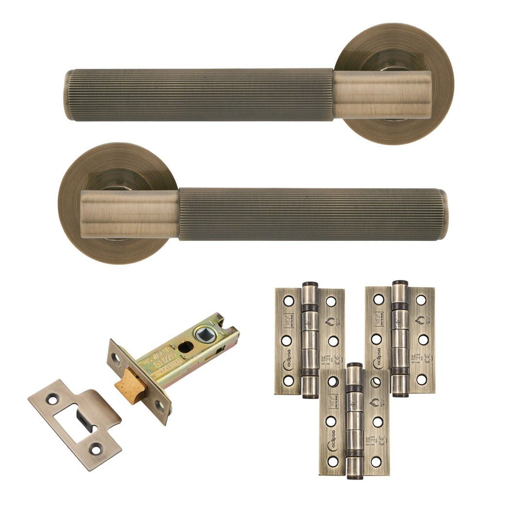 Frisco Eclipse Linear Insignia Latch Pack c/w 76mm Latch 3no 76x51mm Hinges - JJ Building Materials