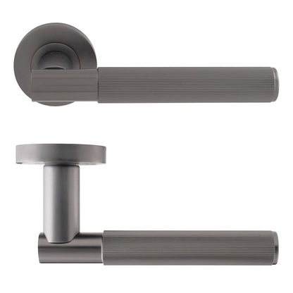Frisco Eclipse Linear Knurled Lever on Rose - JJ Building Materials