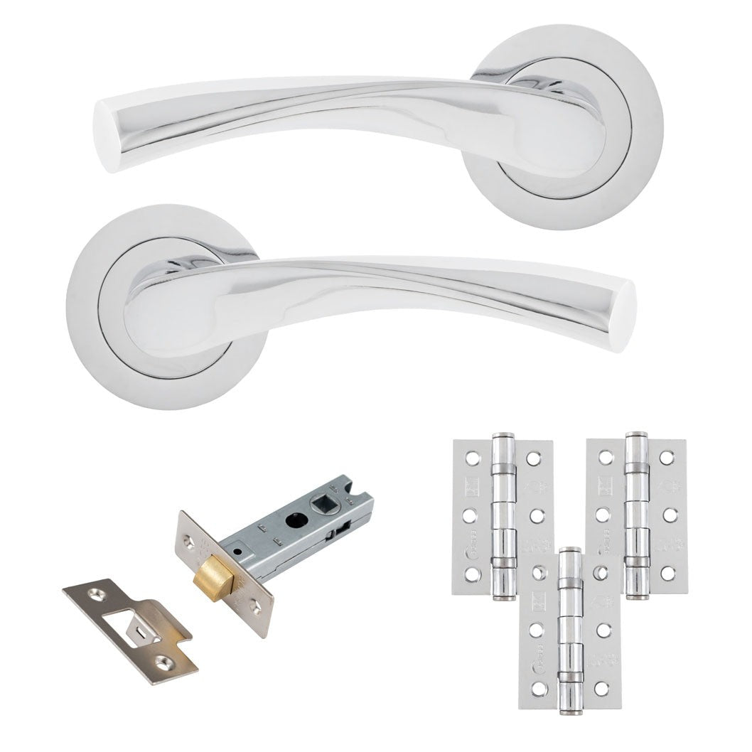 Frisco Eclipse Monza Freestyle Latch Pack c/w 76mm Latch 3no 76x51mm Hinges - JJ Building Materials