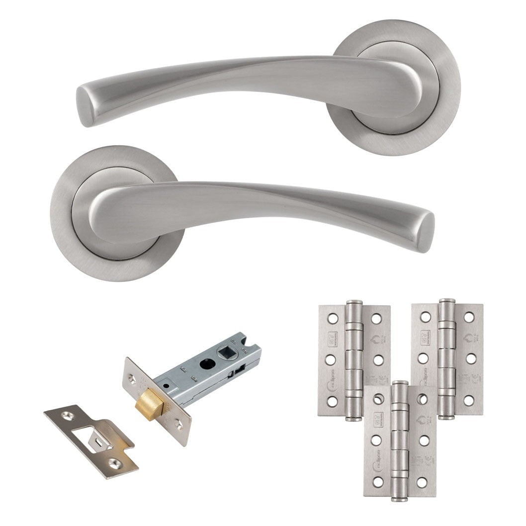 Frisco Eclipse Monza Freestyle Latch Pack c/w 76mm Latch 3no 76x51mm Hinges - JJ Building Materials
