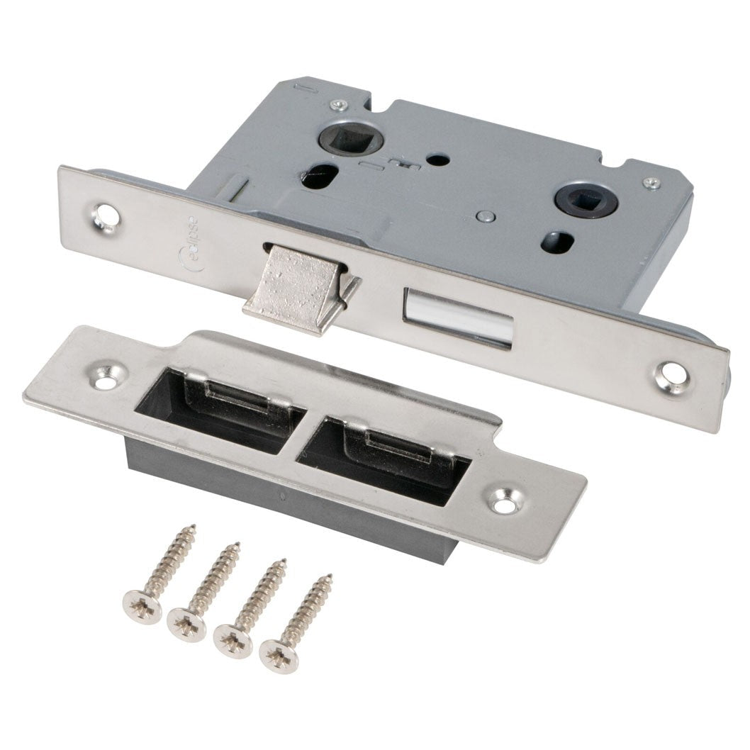 Frisco Eclipse Nickel Plated Mortice Bathroom Lock - JJ Building Materials