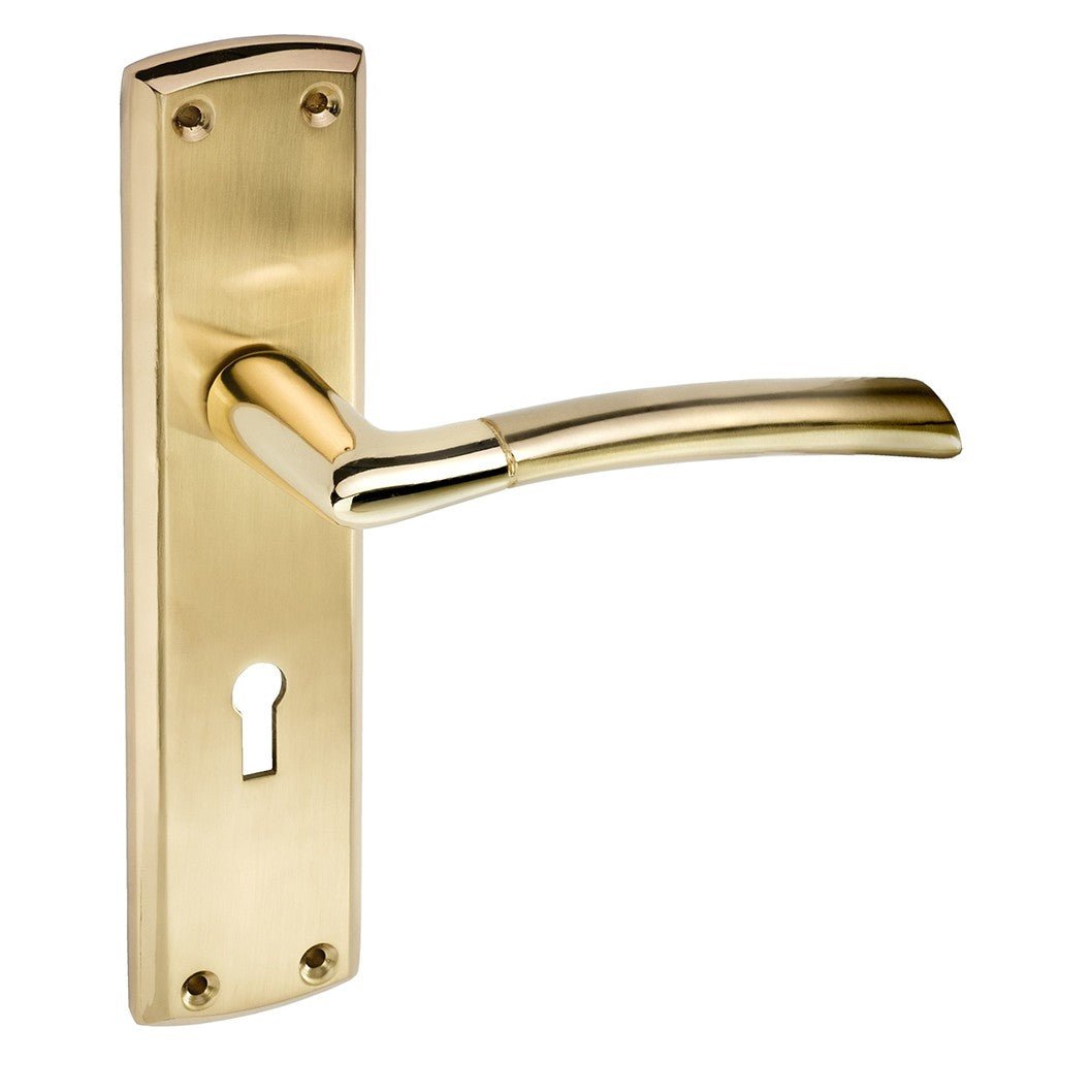 Frisco Eclipse Polished Brass/Satin Brass Tifosi Lever Set - JJ Building Materials