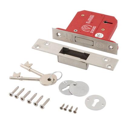 Frisco Eclipse Satin Chrome 5 Lever Mortice Deadlock (BS3621) - JJ Building Materials