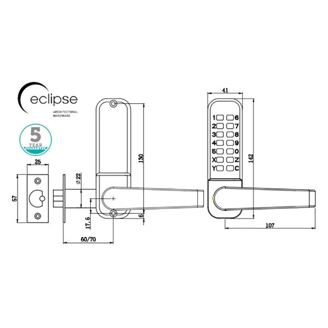 Frisco Eclipse Satin Chrome ED40 SCP Lever Handle Digital Lock - JJ Building Materials
