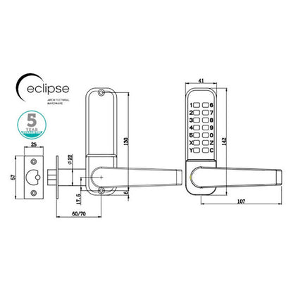 Frisco Eclipse Satin Chrome ED40 SCP Lever Handle Digital Lock - JJ Building Materials