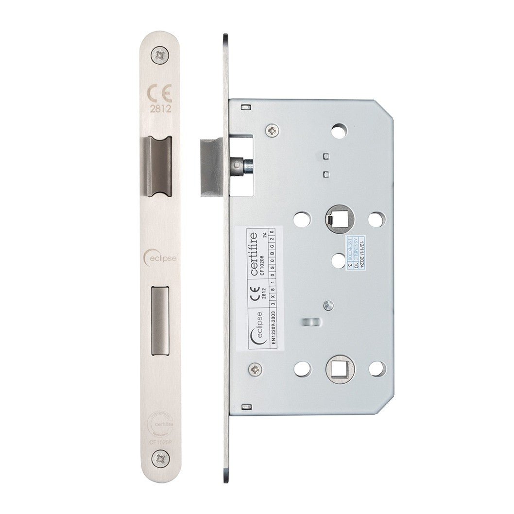 Frisco Eclipse Satin Stainless Steel Din Bathroom Lock Radius 60mm - JJ Building Materials