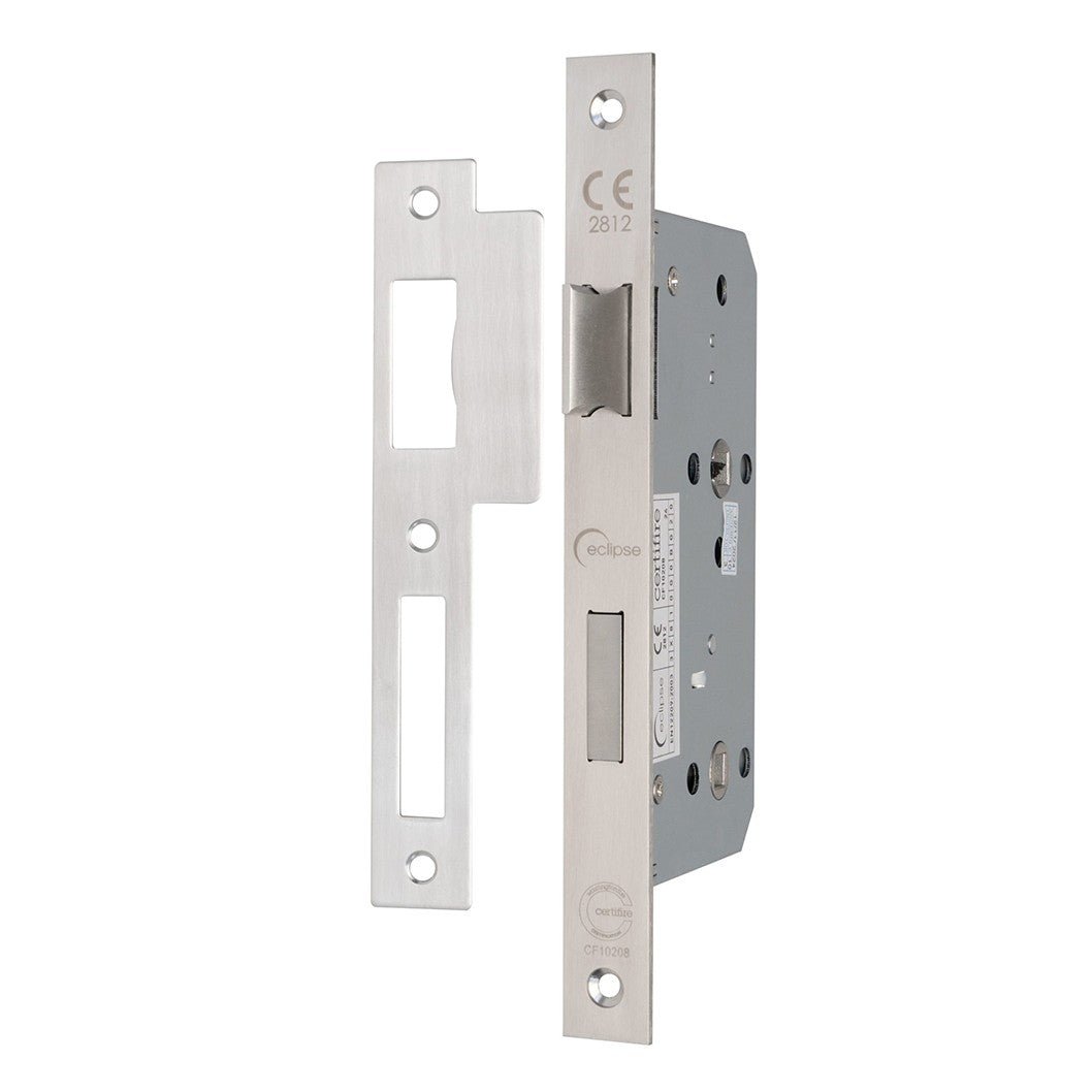 Frisco Eclipse Satin Stainless Steel Din Bathroom Lock Square 60mm - JJ Building Materials