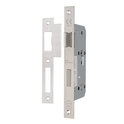 Frisco Eclipse Satin Stainless Steel Din Bathroom Lock Square 60mm - JJ Building Materials
