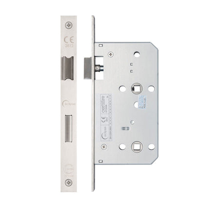 Frisco Eclipse Satin Stainless Steel Din Bathroom Lock Square 60mm - JJ Building Materials