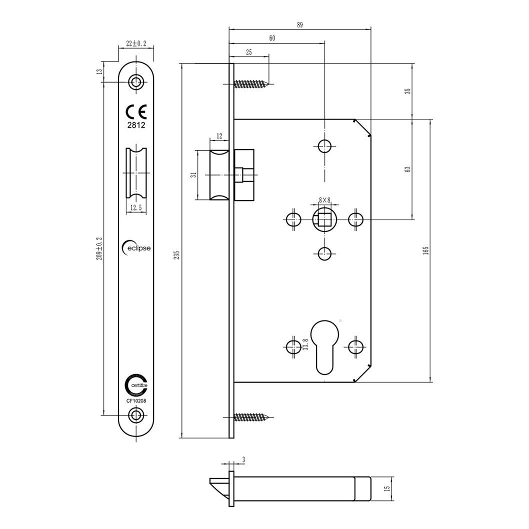 Frisco Eclipse Satin Stainless Steel Din Latch Radius 60mm - JJ Building Materials