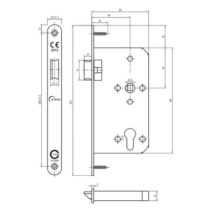 Frisco Eclipse Satin Stainless Steel Din Latch Radius 60mm - JJ Building Materials