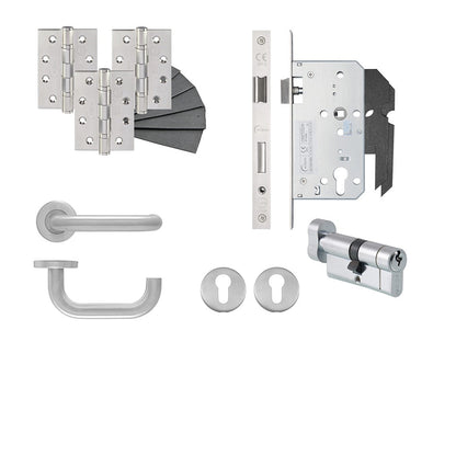 Frisco Eclipse Satin Stainless Steel Key/Turn Euro Sashlock DIN Kit - JJ Building Materials