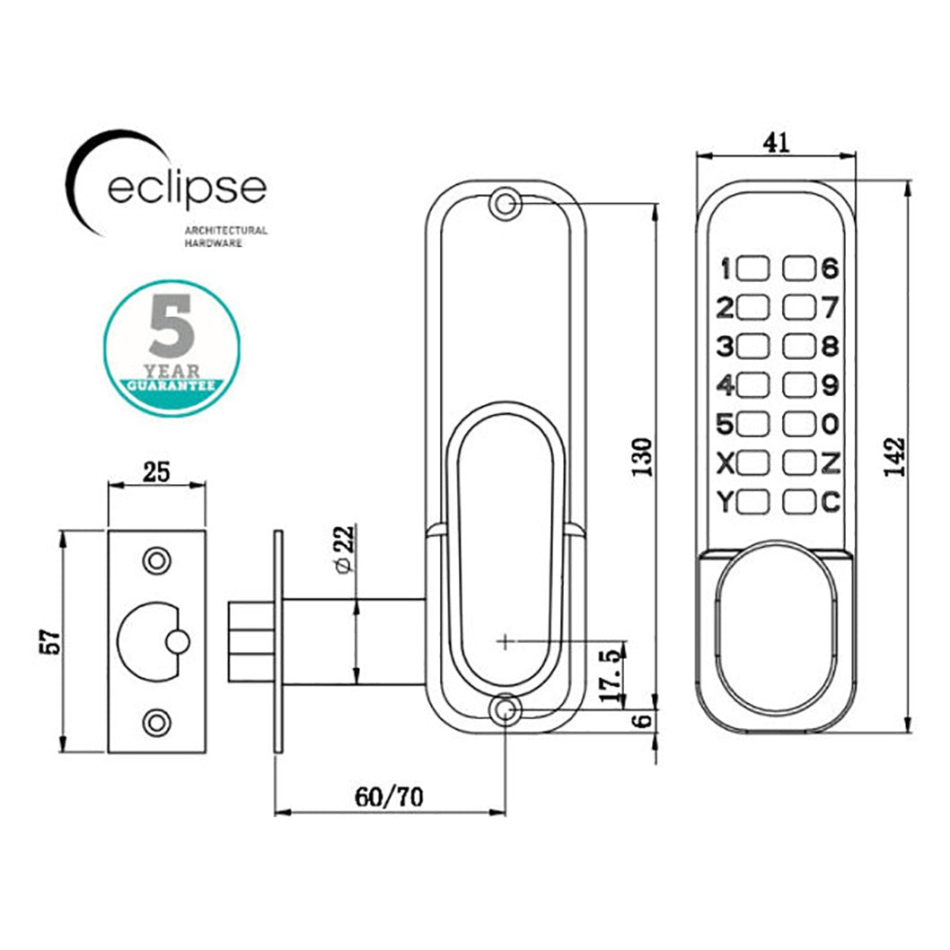 Frisco Eclipse Silver ED15 Eclipse Digital Lock (Fire Rated) - JJ Building Materials