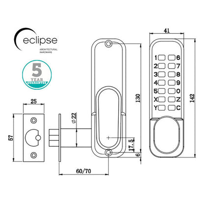 Frisco Eclipse Silver ED15 Eclipse Digital Lock (Fire Rated) - JJ Building Materials