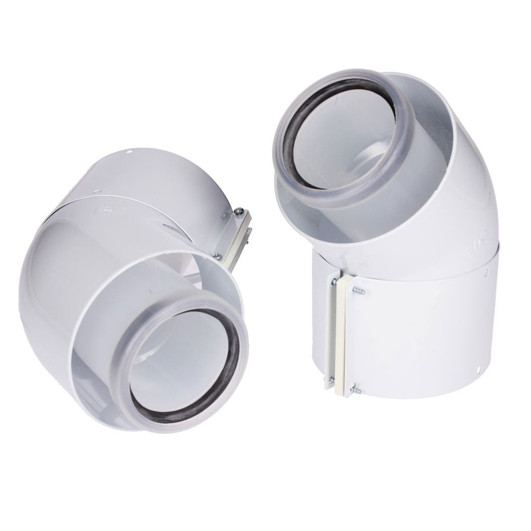 Glow - Worm Elbow 45 Deg DN60/100 PP (Pair) - JJ Building Materials