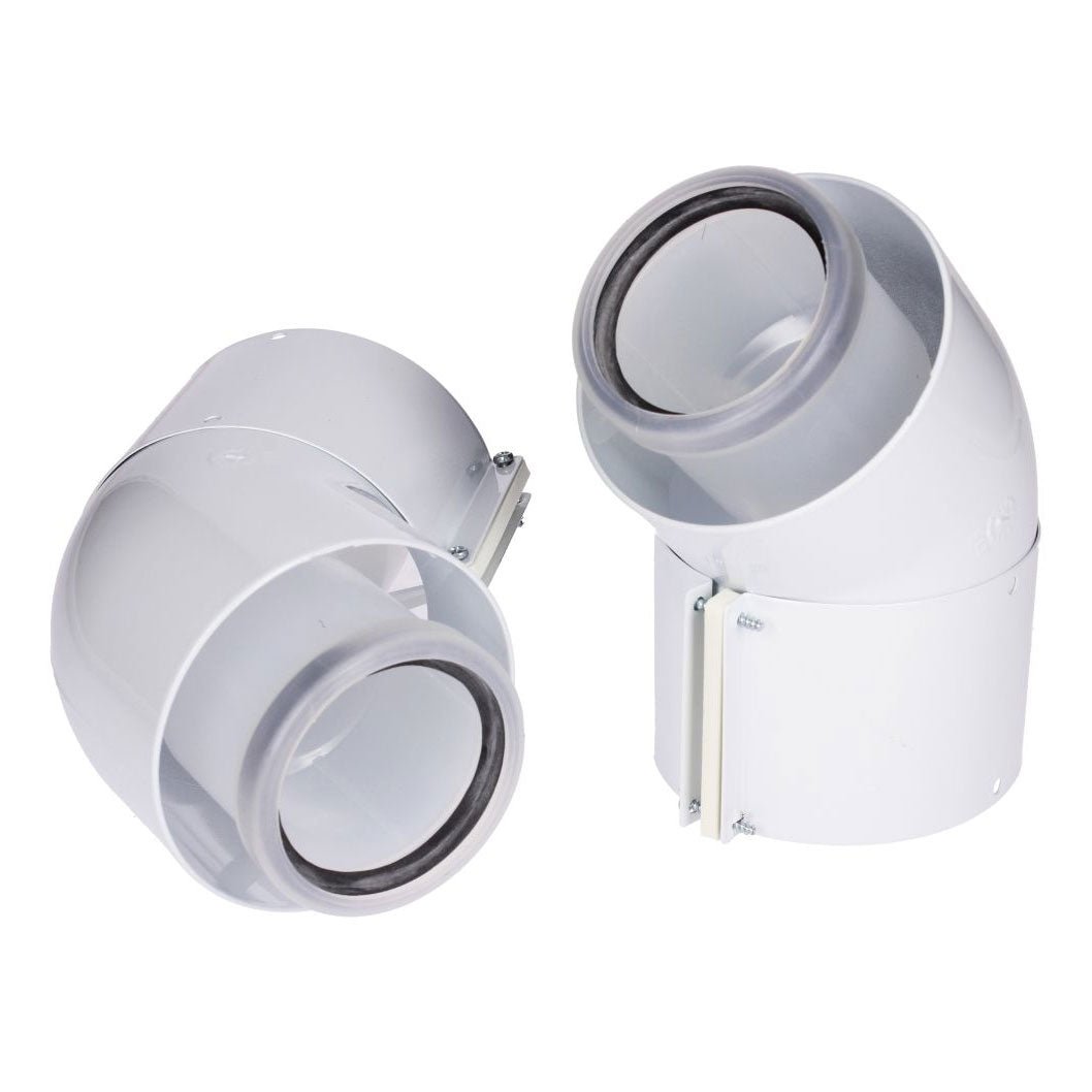 Glow-Worm Elbow 45 Deg DN60/100 PP (Pair) - JJ Building Materials