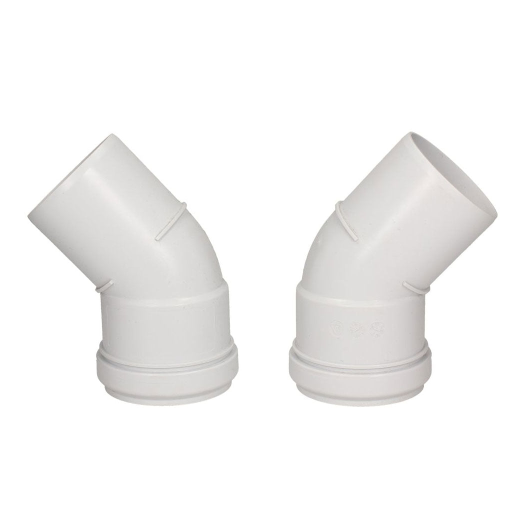 Glow - Worm Pair of 45 Degree White Plume Bends - JJ Building Materials