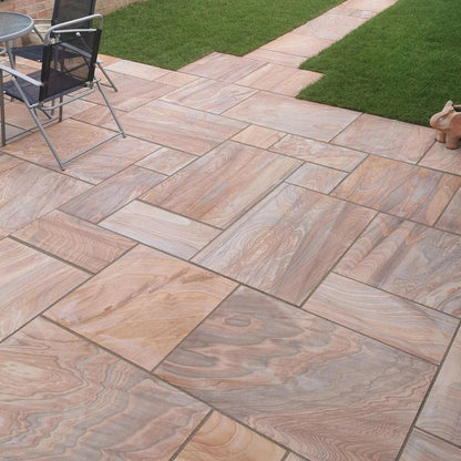 Heritage Indian 22mm Sandstone Paving Slabs - Sawn & Honed - Patio Kit - JJ Building Materials