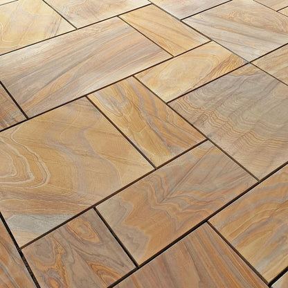Heritage Indian 22mm Sandstone Paving Slabs - Sawn & Honed - Patio Kit - JJ Building Materials
