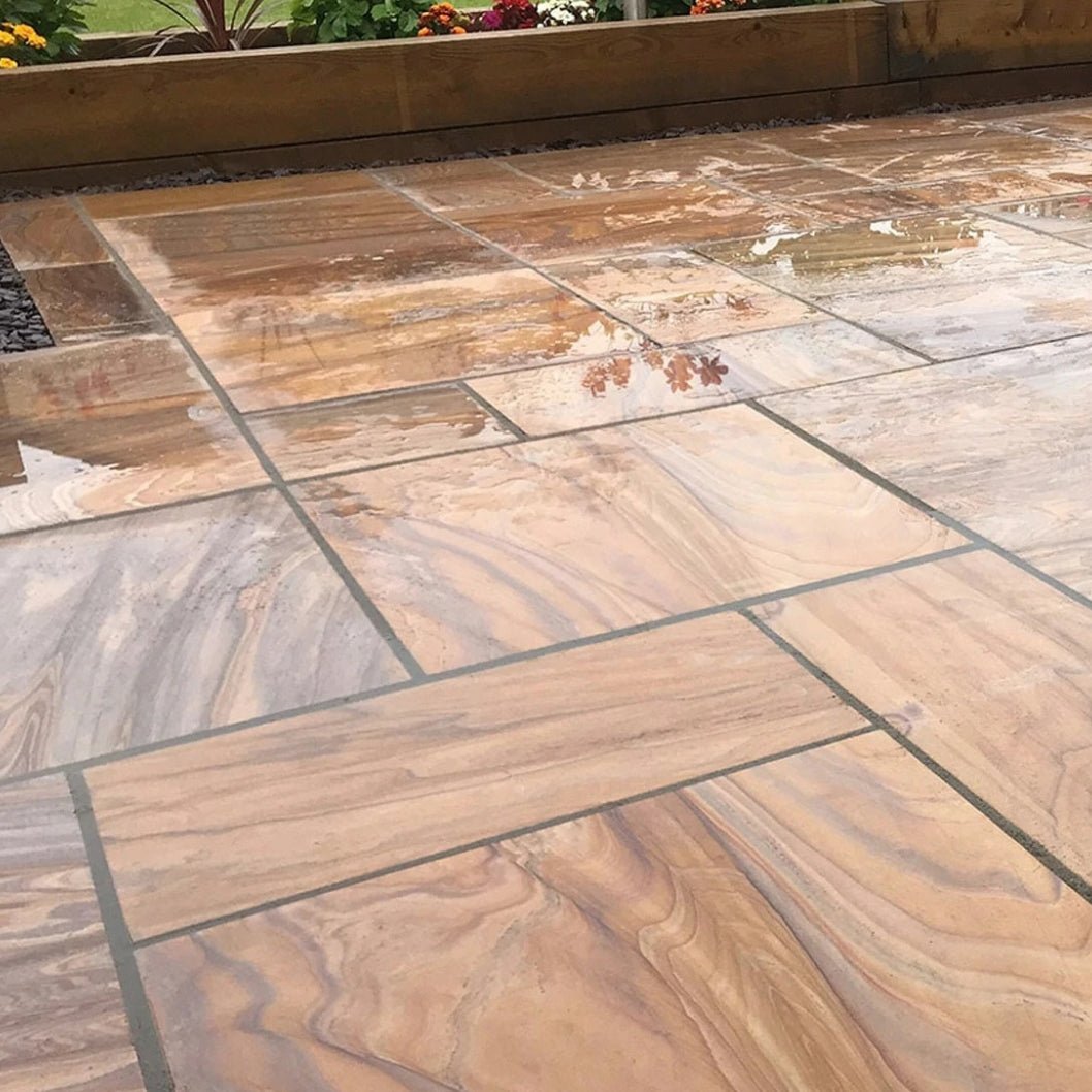 Heritage Indian 22mm Sandstone Paving Slabs - Sawn & Honed - Patio Kit - JJ Building Materials