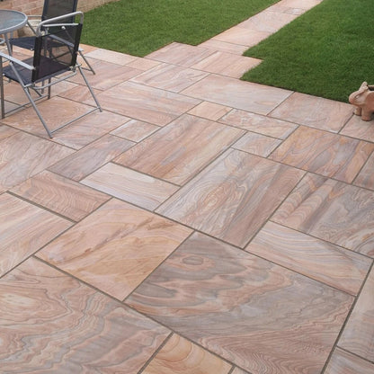 Imperial Green Indian 20mm Sandstone Paving Slabs - Sawn & Honed - Patio Kit